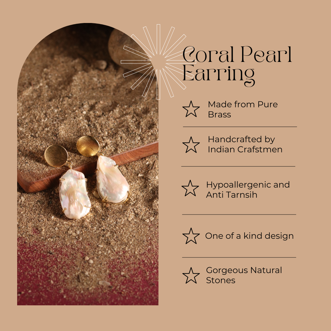 Coral Pearl Earring
