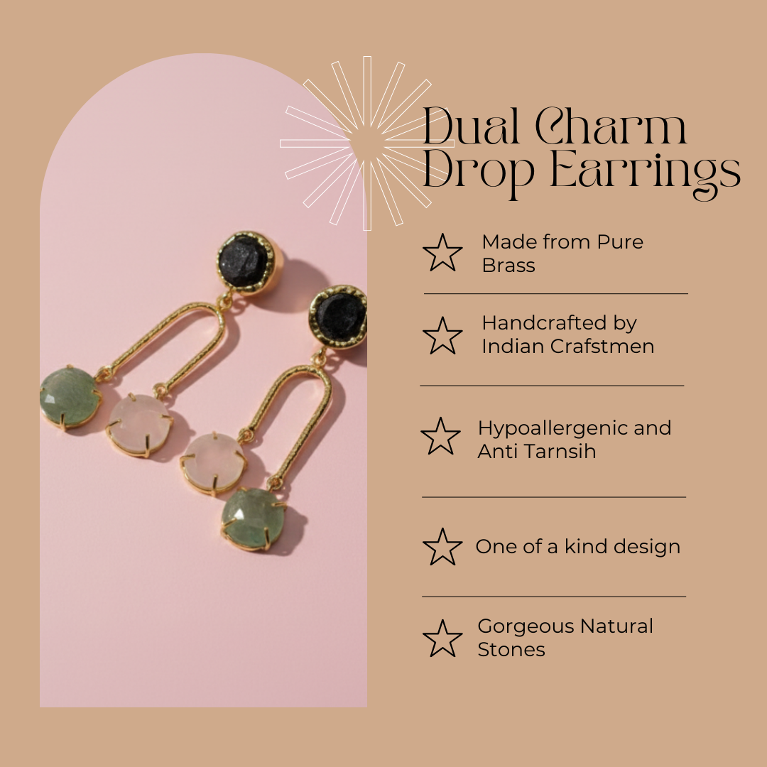 Dual Charm Drop Earrings