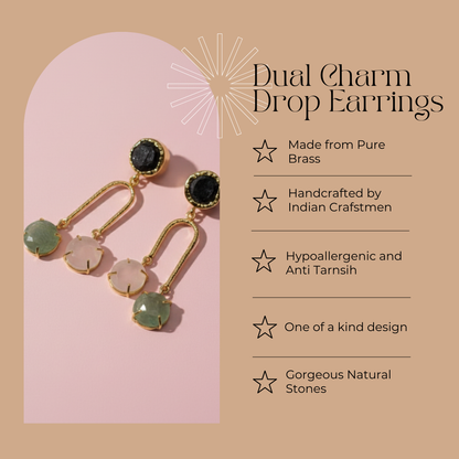 Dual Charm Drop Earrings