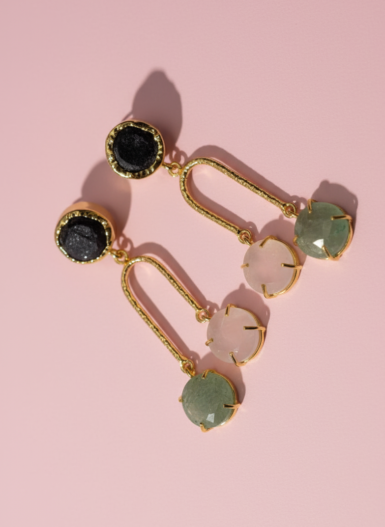 Dual Charm Drop Earrings